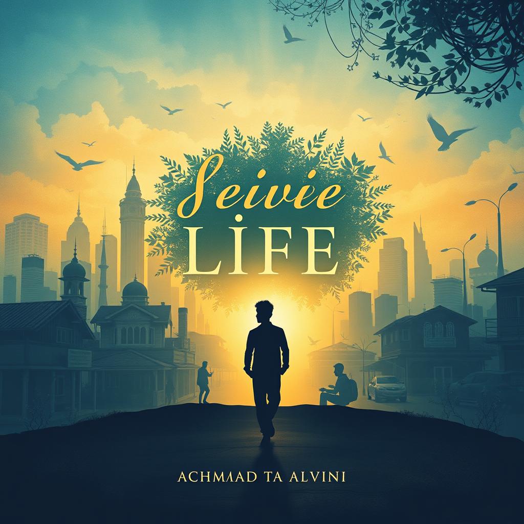 A book cover design for a biography depicting the life journey of a young man named Achmad Calvine Aditiya Setiansyah