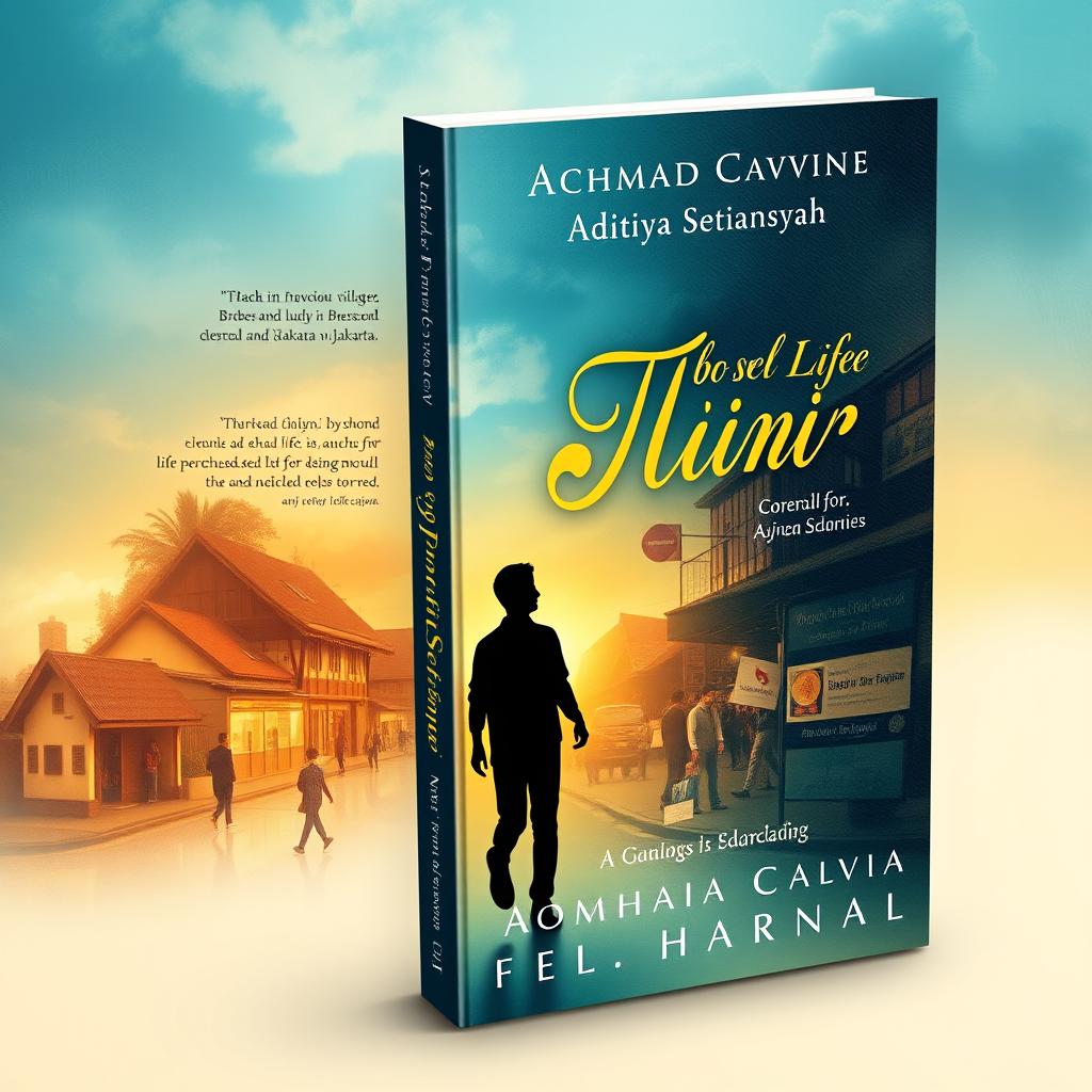 A creative book cover design for a biography about a young man named Achmad Calvine Aditiya Setiansyah