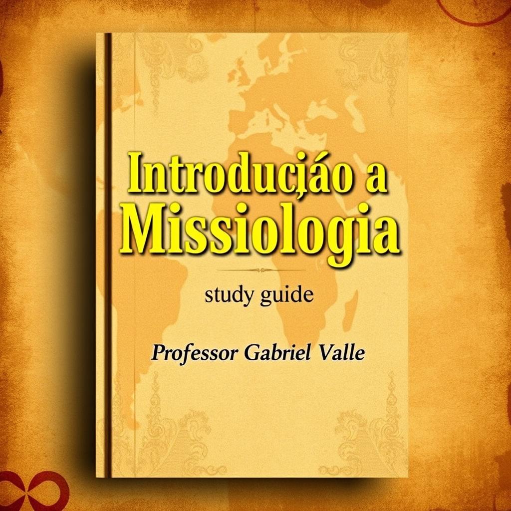 A professional and captivating cover design for a study guide titled 'Introdução à Missiologia', authored by Professor Gabriel Valle