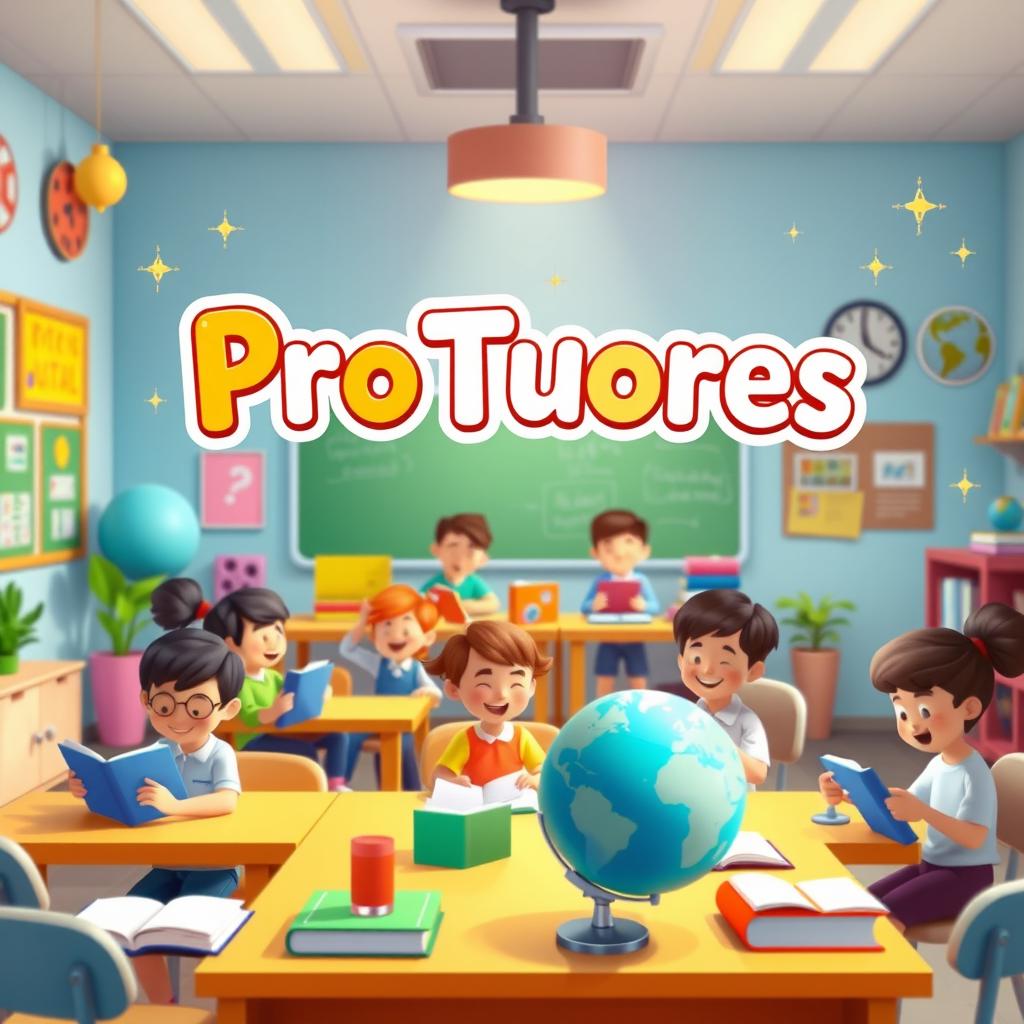 An animated educational cover photo featuring the name "ProTutores" in a playful and lively font that appears to be in motion