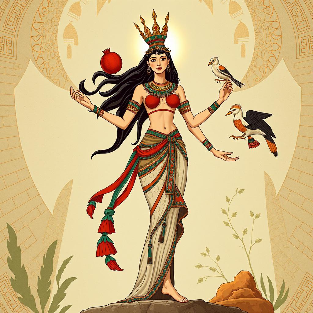 A beautifully rendered image of the Minoan goddess, inspired by the iconic depictions found in online resources