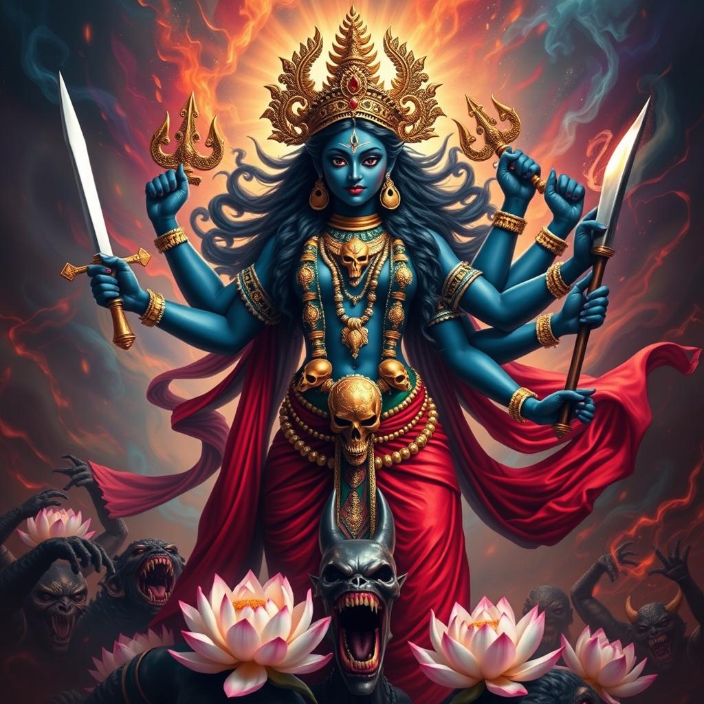 An awe-inspiring depiction of Goddess Kali, radiating power and strength