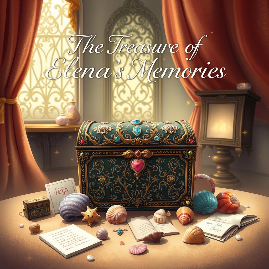 A creative and sophisticated illustration for 'The Treasure of Elena’s Memories'