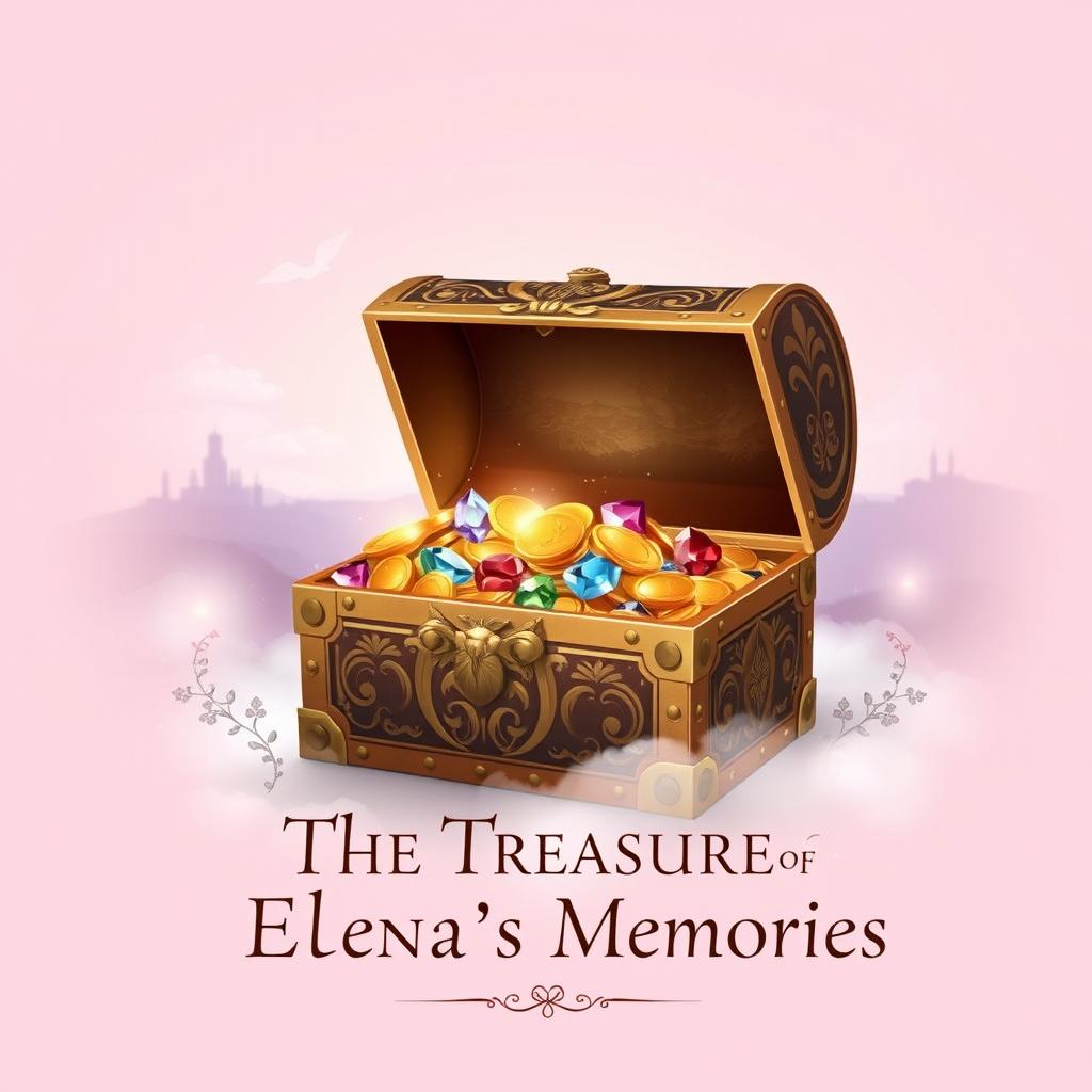 A beautifully designed and sophisticated book cover for a fictitious book titled 'The Treasure of Elena’s Memories'