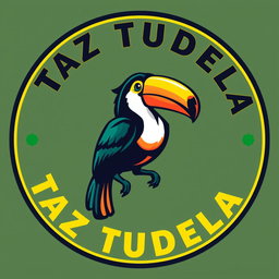 A vibrant round logo design for a Brazilian Jiu-Jitsu team featuring a powerful-looking toucan at its center