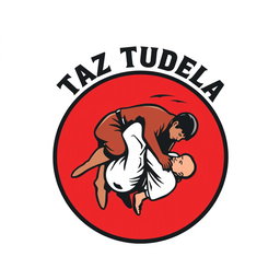 A round logo design for a Brazilian Jiu-Jitsu team featuring a prominent depiction of a 'mataleón' (lion killer choke) move, symbolizing skill and technique in the sport
