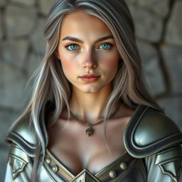 A real-life photograph of a shy and delicate European cleric healer girl