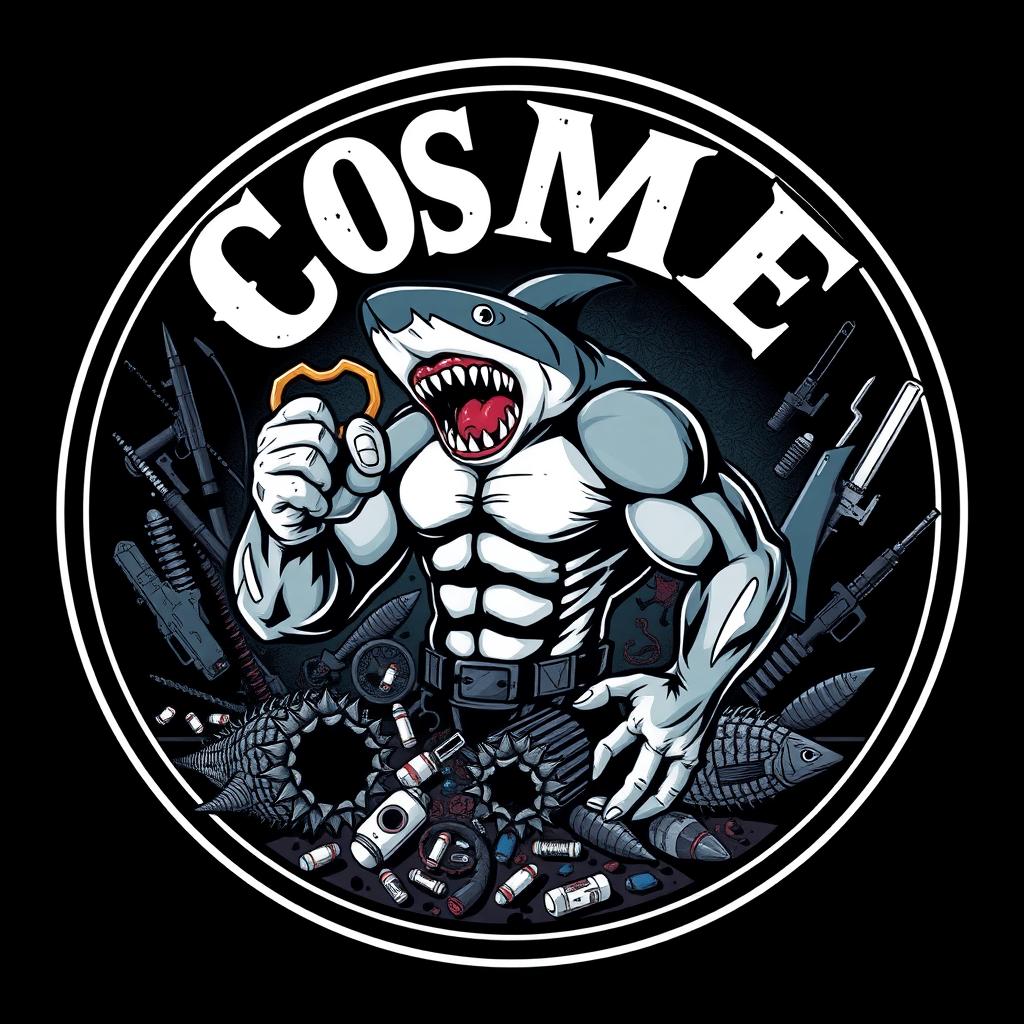 A bold and aggressive design within a complete circle featuring the letters 'COSME' prominently displayed at the top