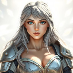 A shy, delicate European cleric healer depicted as a slim and caring young woman