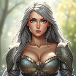 A shy, delicate European cleric healer depicted as a slim and caring young woman