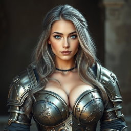 A real-life photo of a busty and delicate European cleric healer