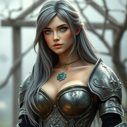 A real-life photo of a busty, shy, and delicate European cleric healer