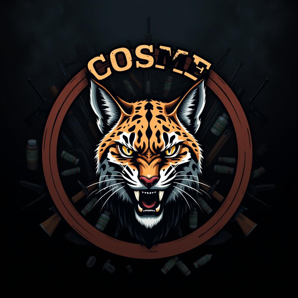 A striking and aggressive design within a complete circle featuring the letters 'COSME' prominently displayed at the top
