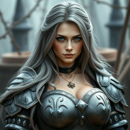 A busty and innocent-looking Ukrainian cleric girl with large breasts, she possesses very bright, shining turquoise eyes and a kind, caring oval face