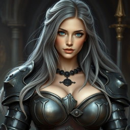 A busty and innocent-looking Ukrainian cleric girl with large breasts, she possesses very bright, shining turquoise eyes and a kind, caring oval face