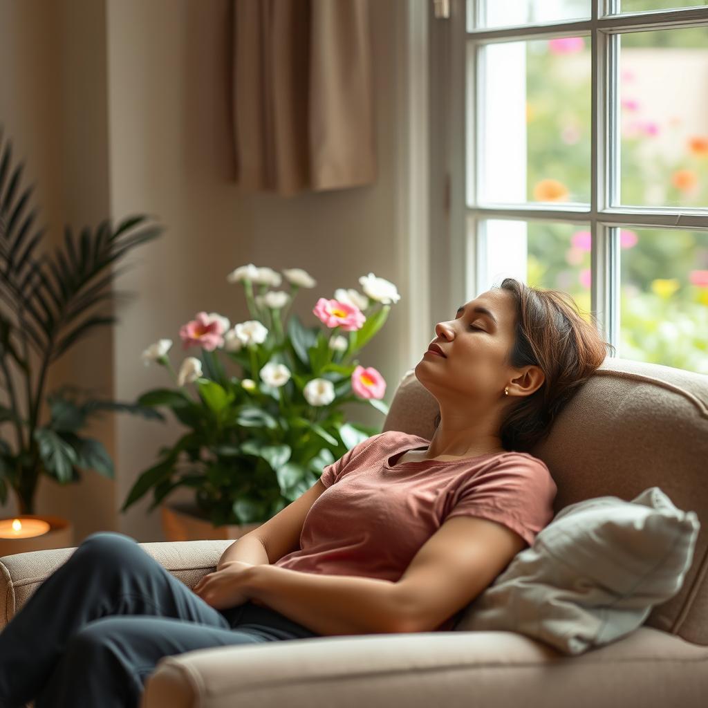 A serene moment capturing a person deeply immersed in listening