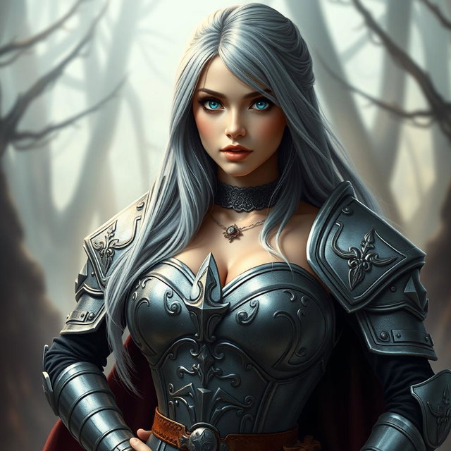 A busty and cute Ukrainian cleric girl, characterized by her beautiful slim figure and large breasts