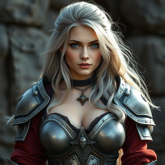 A very busty, cute, and beautiful slim Ukrainian girl who is a cleric and healer