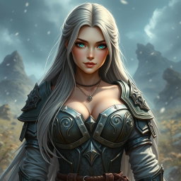 A very busty, slim, beautiful Ukrainian cleric healer girl with large breasts