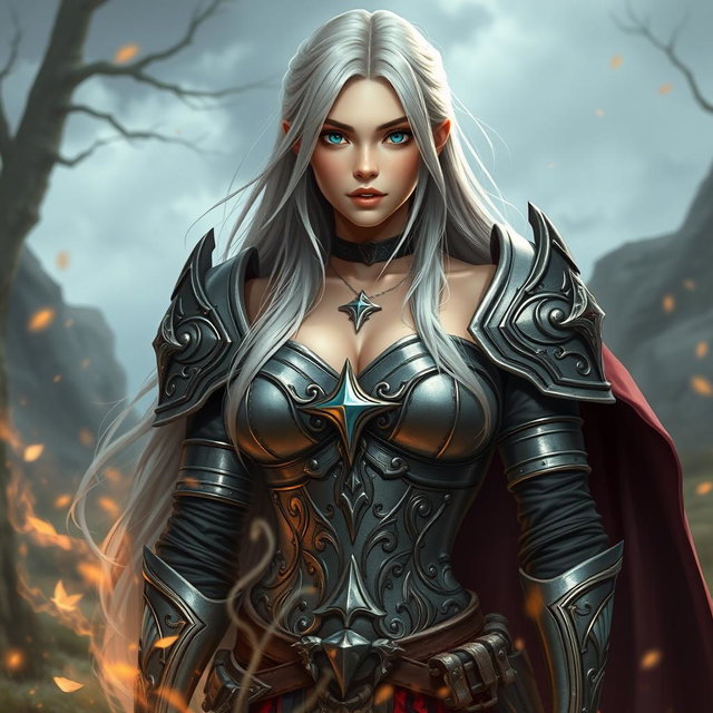 A very busty, slim, beautiful Ukrainian cleric healer girl with large breasts
