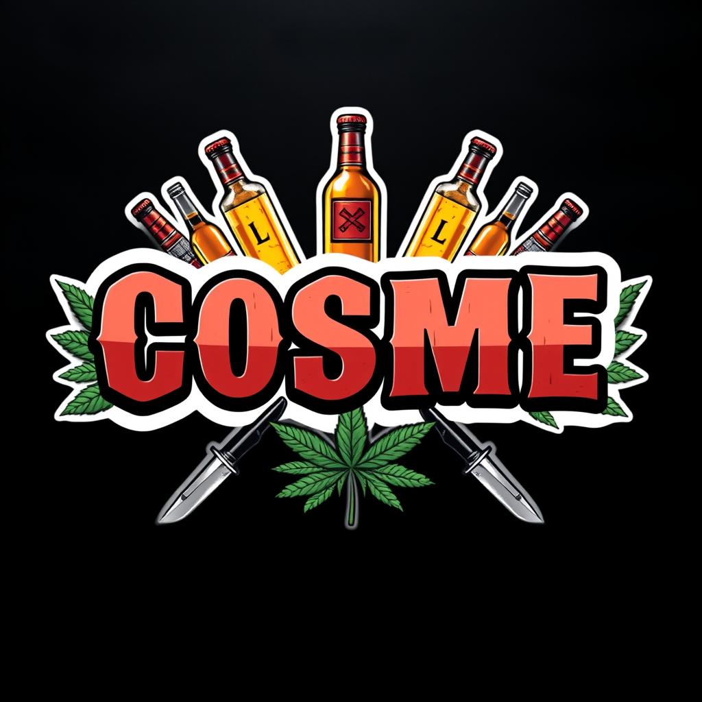 A rectangular sticker design featuring a dark background that evokes a sense of hooliganism and aggression