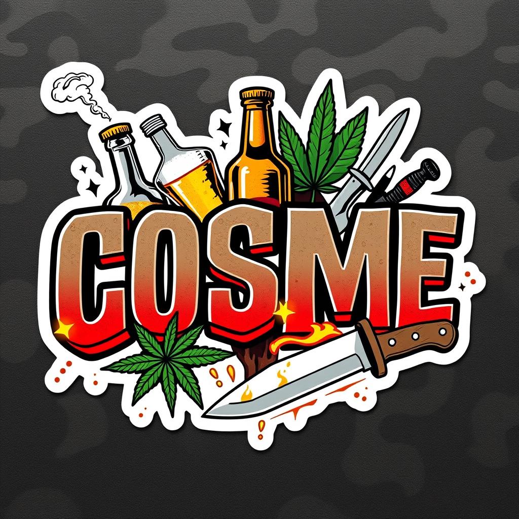 A sticker design with an urban and football hooligan-inspired theme