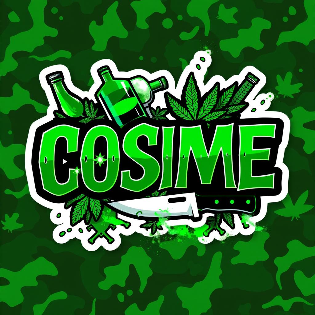 A striking and aggressive urban-style sticker featuring the word 'COSME' prominently in large letters as the central element