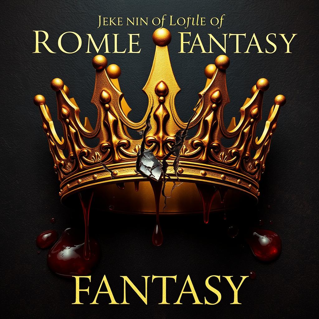 A book cover for a romantic fantasy theme featuring a golden crown split in the center