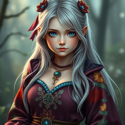 A very busty, cute, and innocent Ukrainian cleric healer girl with an enchanting appearance