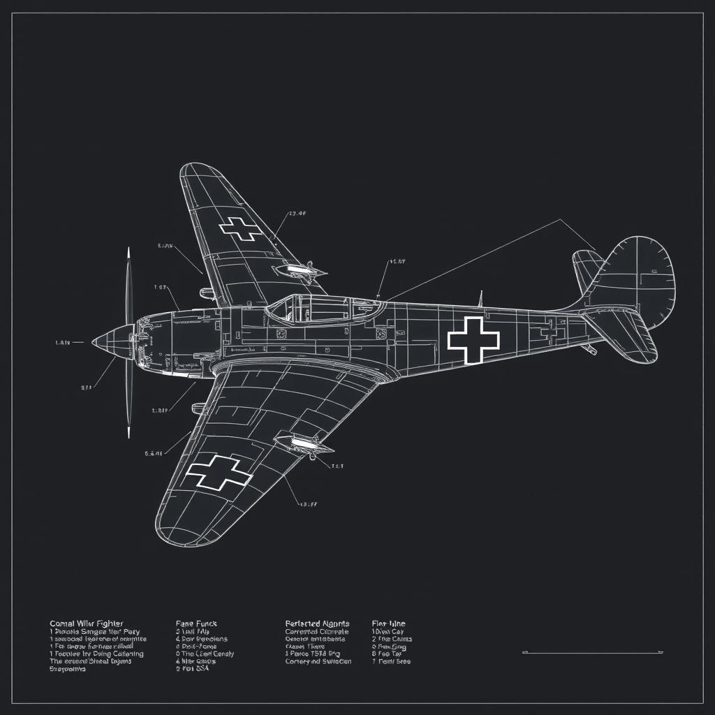 Unveiling History: Detailed Blueprint of a WWII German Fighter