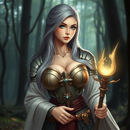 A very busty, cute, and innocent-looking Ukrainian cleric healer girl