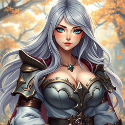 A very busty, cute, and innocent Ukrainian cleric healer girl with enormous breasts