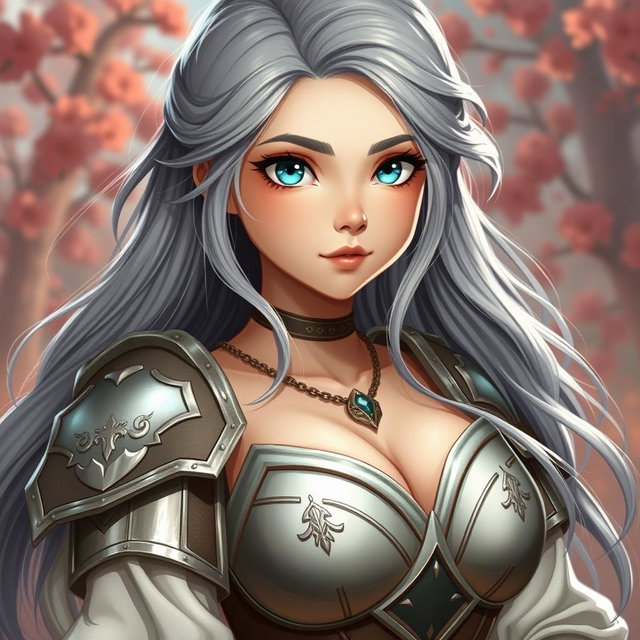 A very busty, cute, and innocent Ukrainian cleric healer girl with enormous breasts