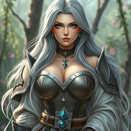 A very busty, cute, and innocent Ukrainian cleric healer girl with enormous breasts