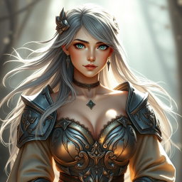 A very busty, cute, innocent, and beautiful slim Ukrainian cleric healer girl with huge breasts