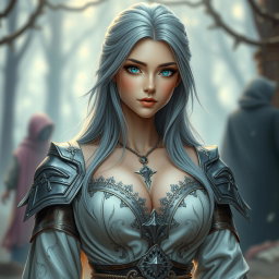 A stunningly beautiful and innocent slim Ukrainian cleric healer girl with large breasts