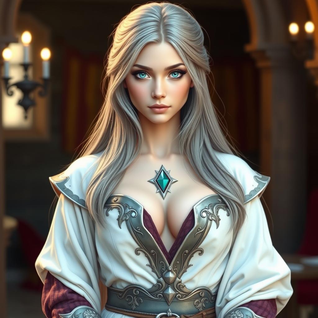 A stunningly beautiful and innocent slim Ukrainian cleric healer girl with large breasts