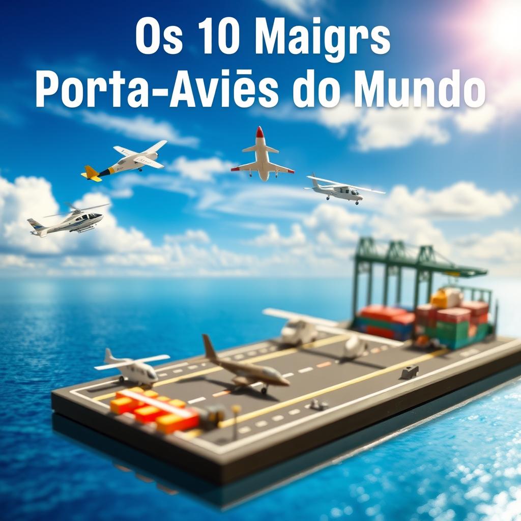 Uma miniatura mostrando os 10 maiores porta-aviões do mundo