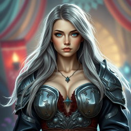 A realistic photo of a very busty, cute, and innocent-looking Ukrainian cleric healer girl