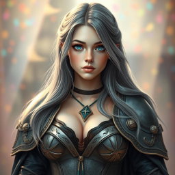A realistic photo of a very busty, cute, and innocent-looking Ukrainian cleric healer girl
