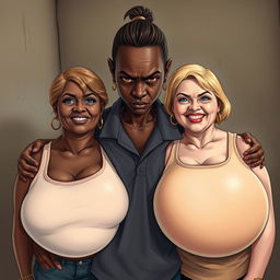 In a poor room, a young African woman, notably short, undernourished, and 20 years old with very dark skin, has a fierce and angry expression