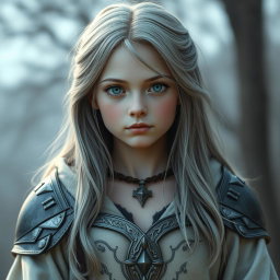 A realistic photo of an innocent and beautiful Ukrainian cleric healer girl