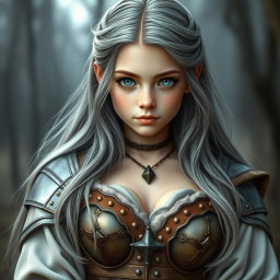 A realistic photo of an innocent and beautiful Ukrainian cleric healer girl