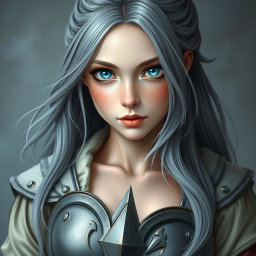 A stunning, realistic portrait of a beautiful Ukrainian cleric healer girl exuding a shy yet innocent charm