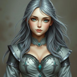 A stunning, realistic portrait of a beautiful Ukrainian cleric healer girl exuding a shy yet innocent charm