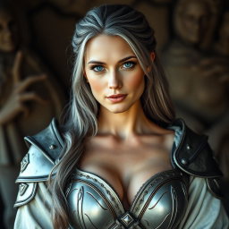 A realistic photo of a beautiful, slim Ukrainian cleric healer
