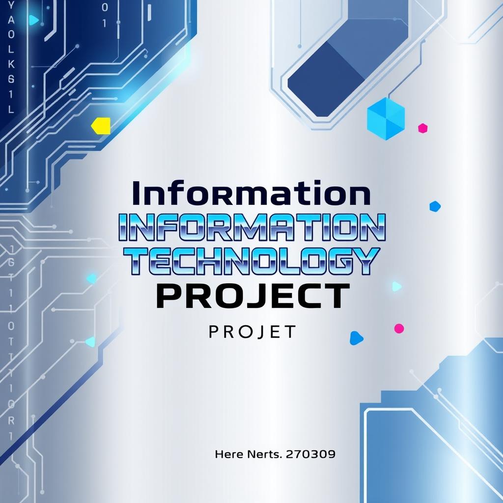 A visually appealing A4 cover for an Information Technology project featuring a modern and sleek design