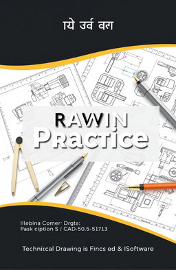 An elegant and professional graphic showcasing technical drawings including orthographic projections and detailed parts, complemented by a clean and contemporary CAD software interface