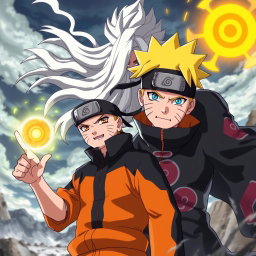 Boruto Uzumaki, Naruto's son, is depicted in an action-packed scene, confidently holding the glowing Rasengan in his right hand