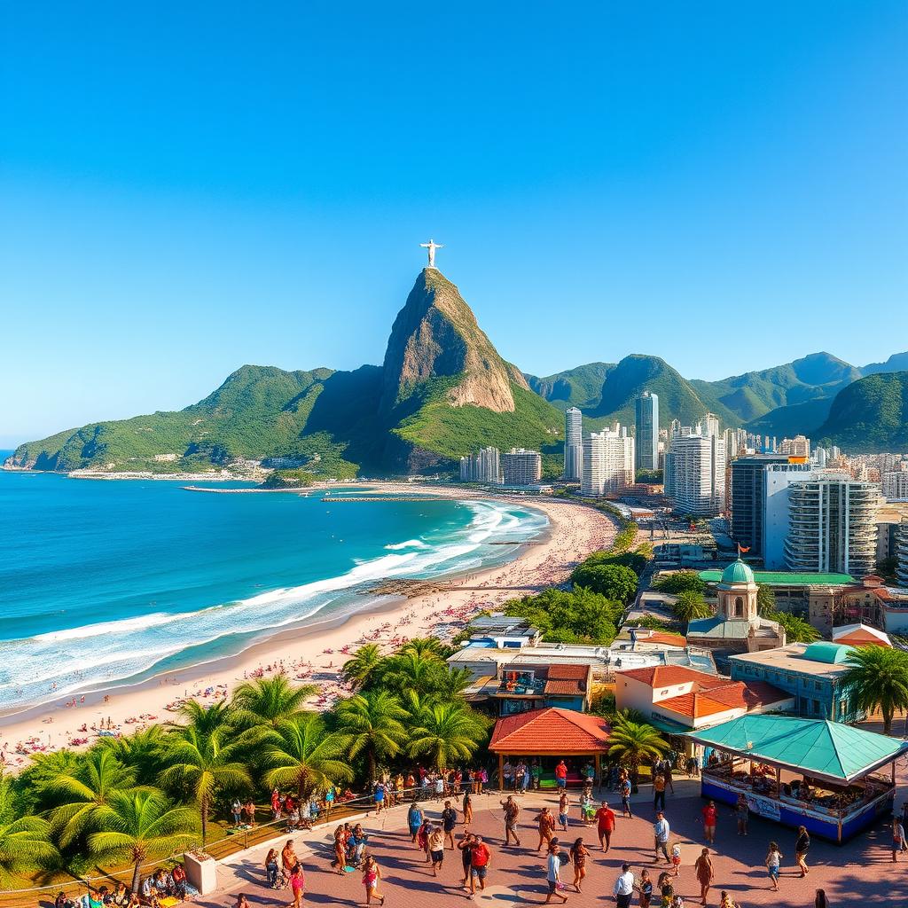 A stunning panorama of Rio de Janeiro, Brazil, capturing the iconic Sugarloaf Mountain and Christ the Redeemer statue overlooking the city